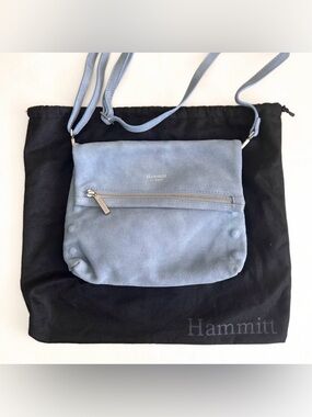 NEW Hammitt Nash Small Periwinkle Blue Silver Suede Crossbody Bag w/ Dust Bag